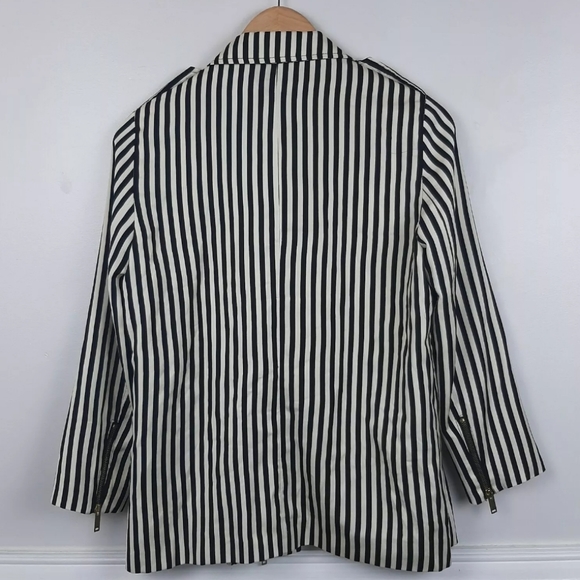 Zara Trafaluc Stripe Moto Zipper Jacket Medium - Picture 4 of 9